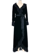 1970s Mollie Parnis Ruffle Trim Velvet Dress Dress arcadeshops.com