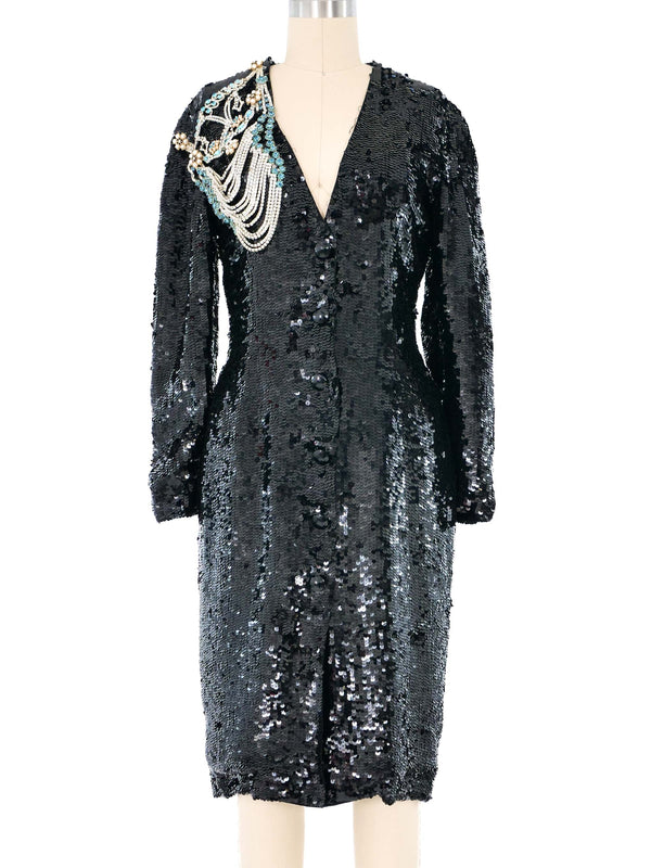 1990s Sequin Embellished Silk Dress Dress arcadeshops.com