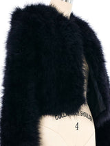 Black Marabou Crop Jacket Jacket arcadeshops.com