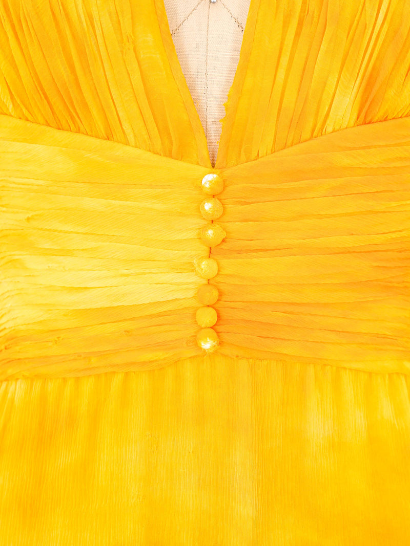 Yellow Chiffon Halter Gown Dress arcadeshops.com