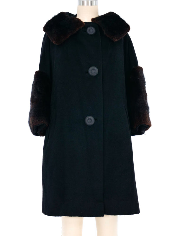 1950s Fur Trimmed Swing Coat Outerwear arcadeshops.com