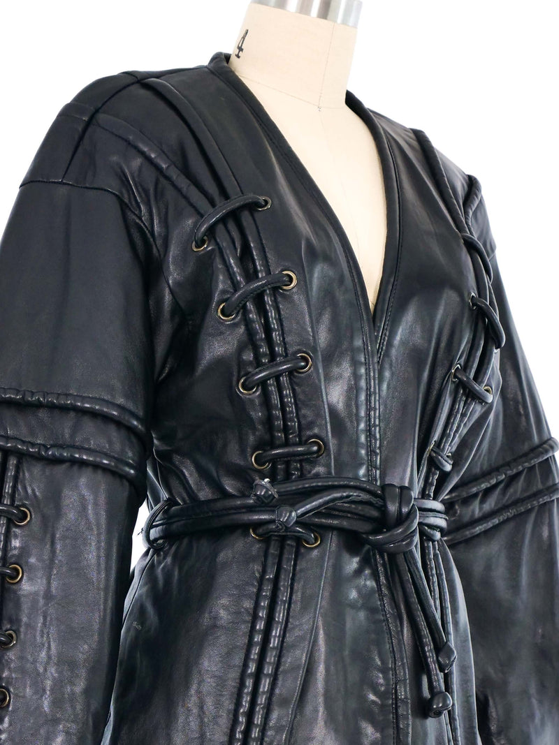 Lace Up Leather Jacket Jacket arcadeshops.com