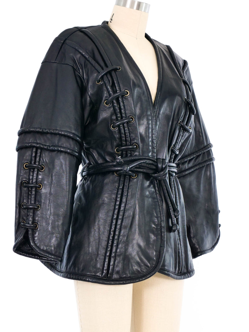 Lace Up Leather Jacket Jacket arcadeshops.com