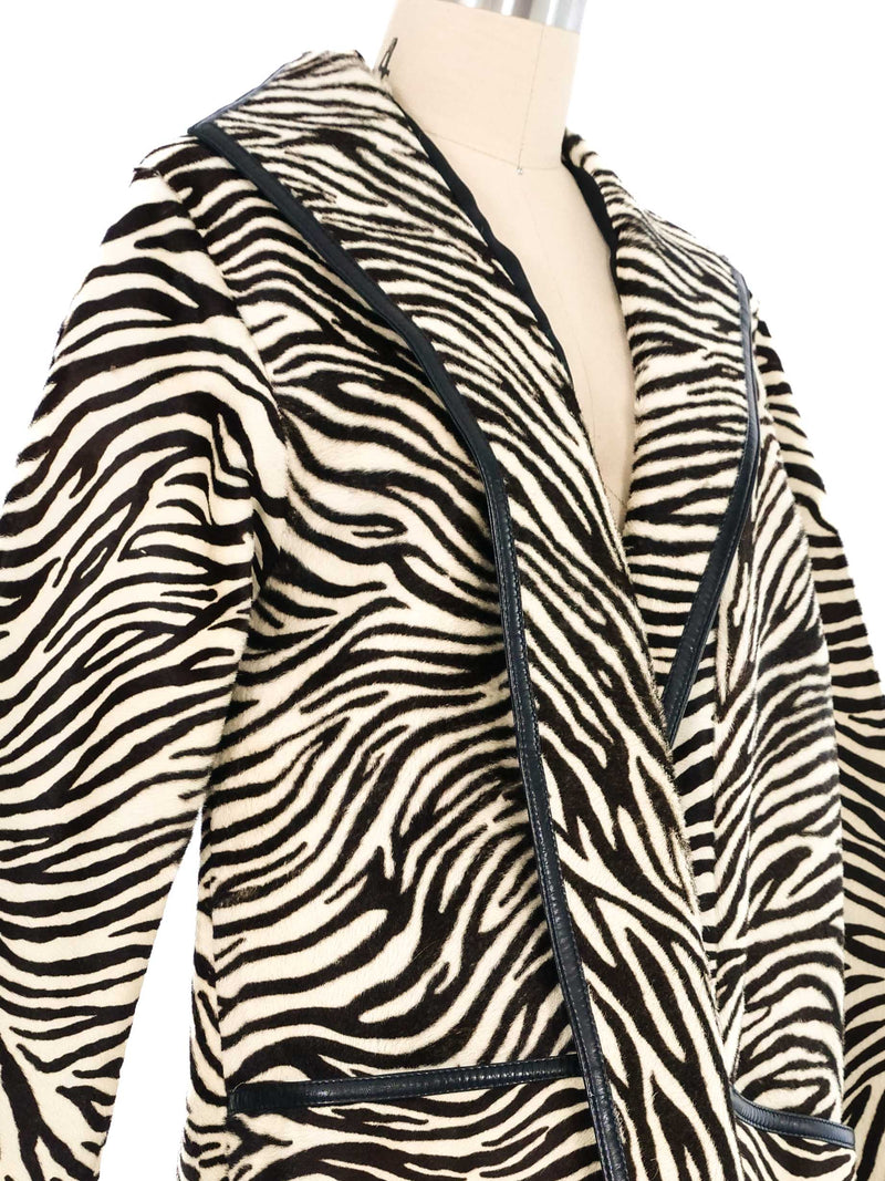 Oscar de la Renta Zebra Stripe Pony Hair Jacket Jacket arcadeshops.com