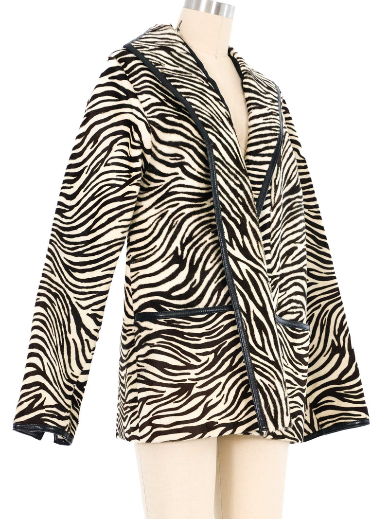 Oscar de la Renta Zebra Stripe Pony Hair Jacket Jacket arcadeshops.com