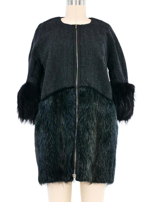 Marni Fur Trimmed Tweed Jacket Jacket arcadeshops.com