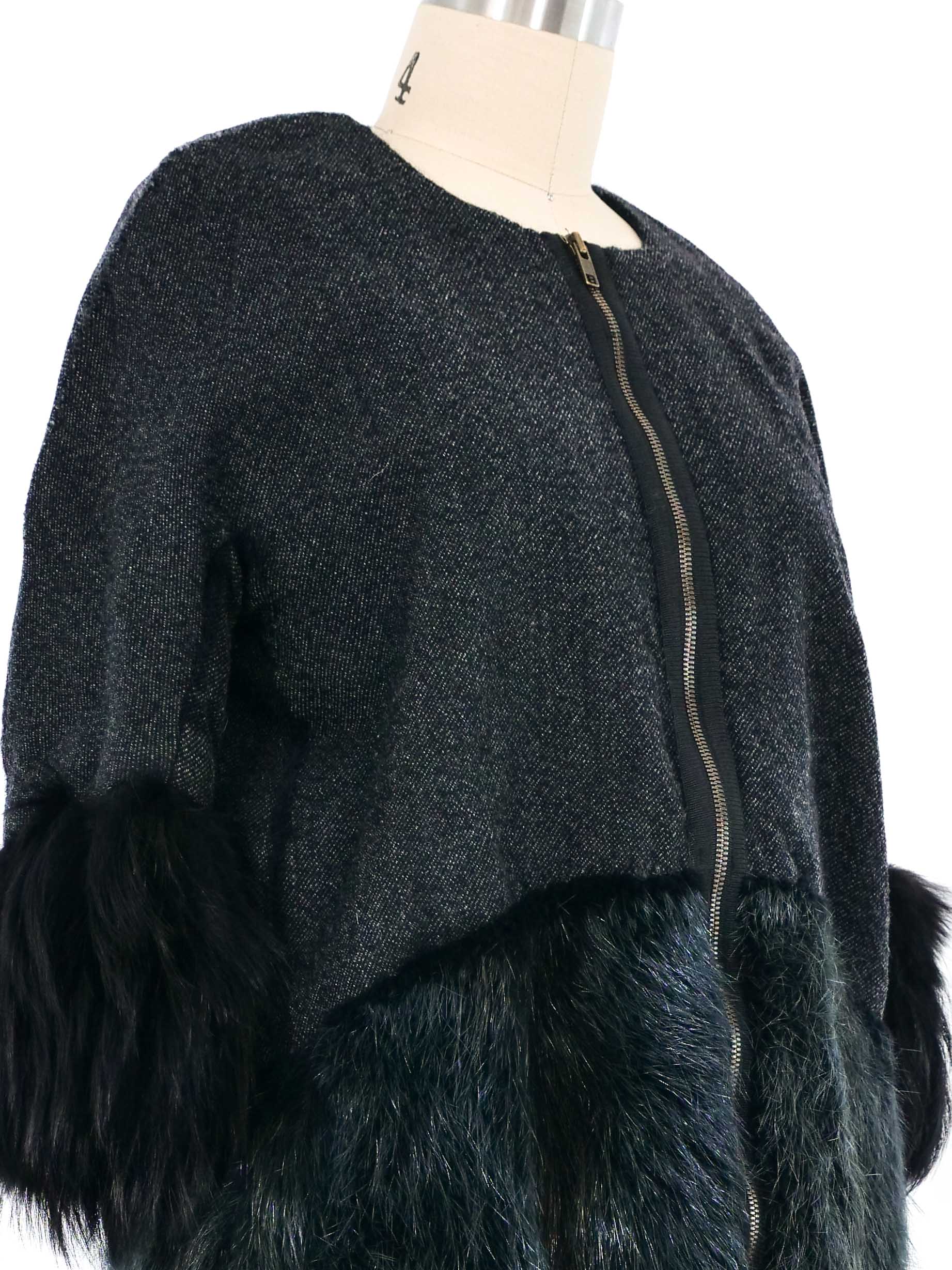 Marni Fur Trimmed Tweed Jacket