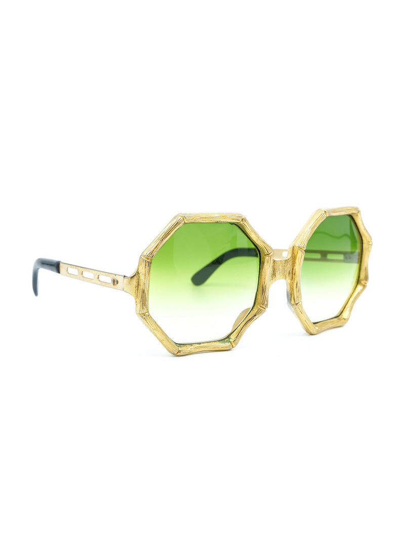 1970s Bamboo Octagon Sunglasses Accessory arcadeshops.com