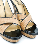 Yves Saint Laurent Rive Gauche Patent Trim Snakeskin Heels, 38 Accessory arcadeshops.com