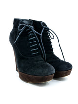 Prada Black Suede Platform Ankle Boots, 38 Accessory arcadeshops.com