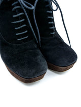 Prada Black Suede Platform Ankle Boots, 38 Accessory arcadeshops.com