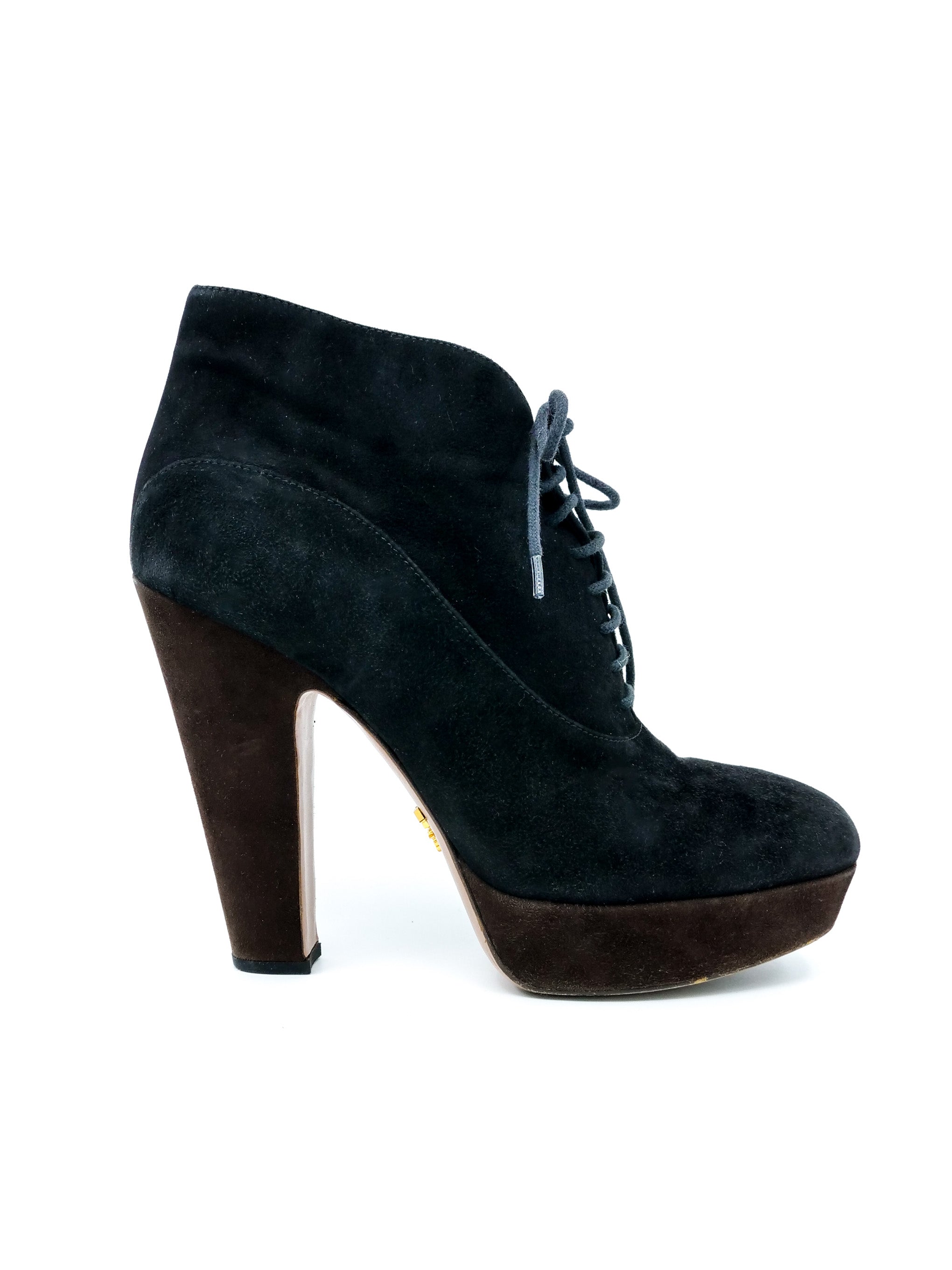 Prada black suede booties online