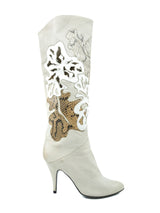 Applique Cutout Knee High Heeled Boots, 39.5 Accessory arcadeshops.com