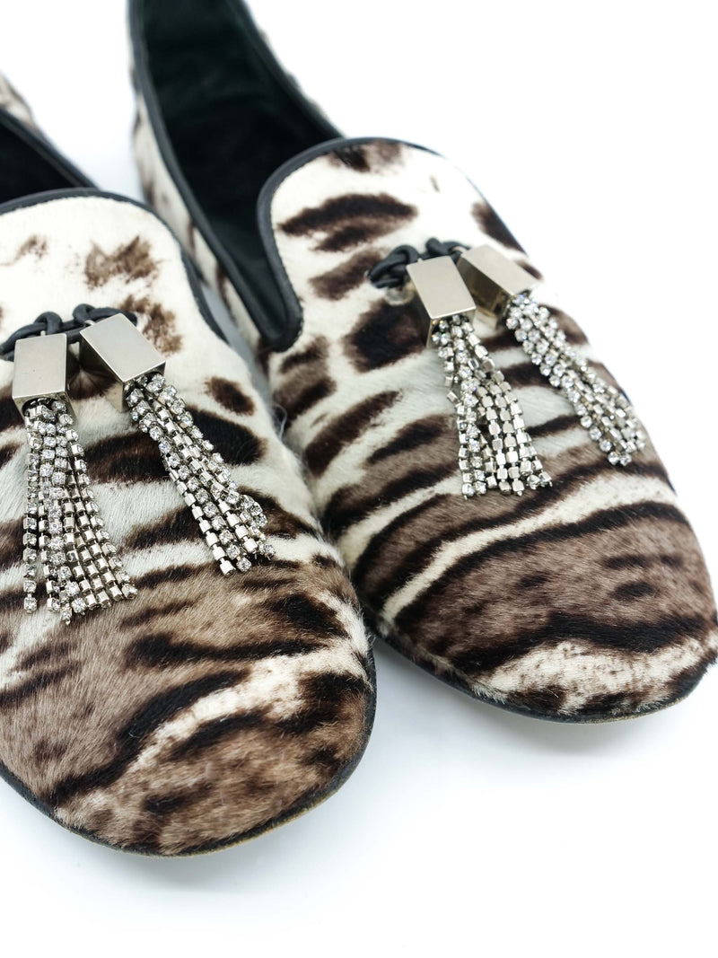 Giuseppe Zanotti Tasseled Calf Hair Loafers, 38 Accessory arcadeshops.com