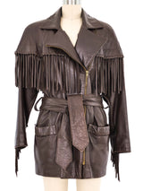 1980s Fringed Brown Leather Jacket Jacket arcadeshops.com