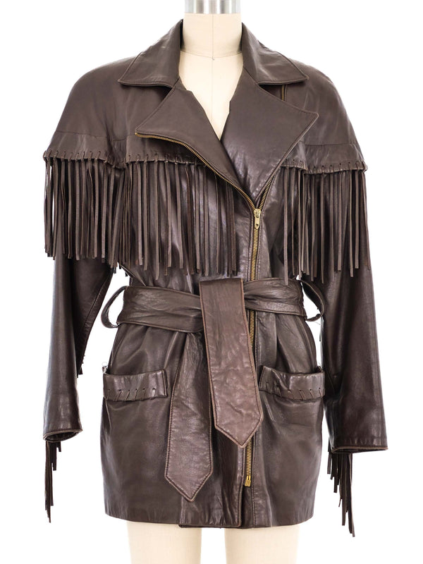 1980s Fringed Brown Leather Jacket Jacket arcadeshops.com