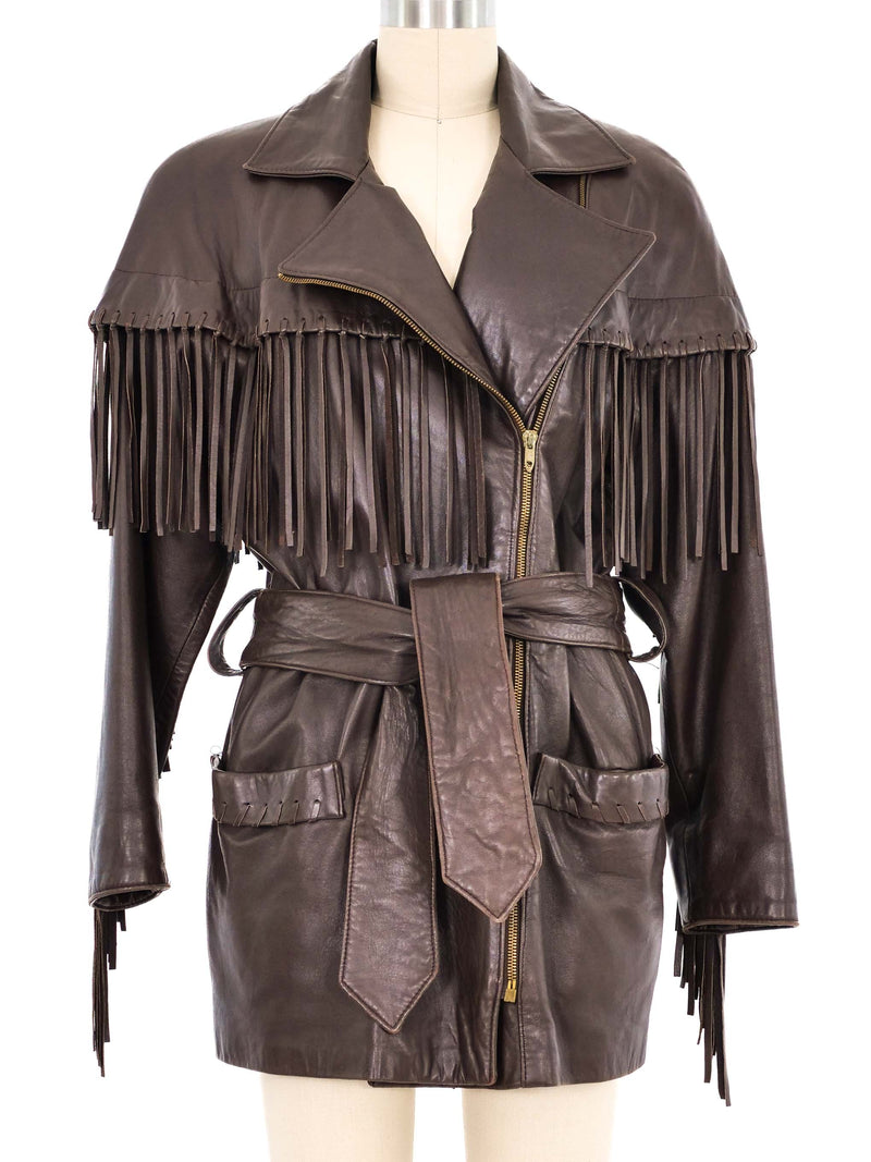 1980s Fringed Brown Leather Jacket Jacket arcadeshops.com