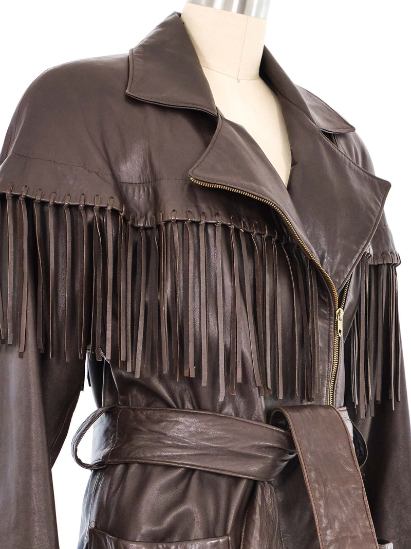 1980s Fringed Brown Leather Jacket Jacket arcadeshops.com