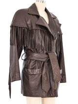 1980s Fringed Brown Leather Jacket Jacket arcadeshops.com