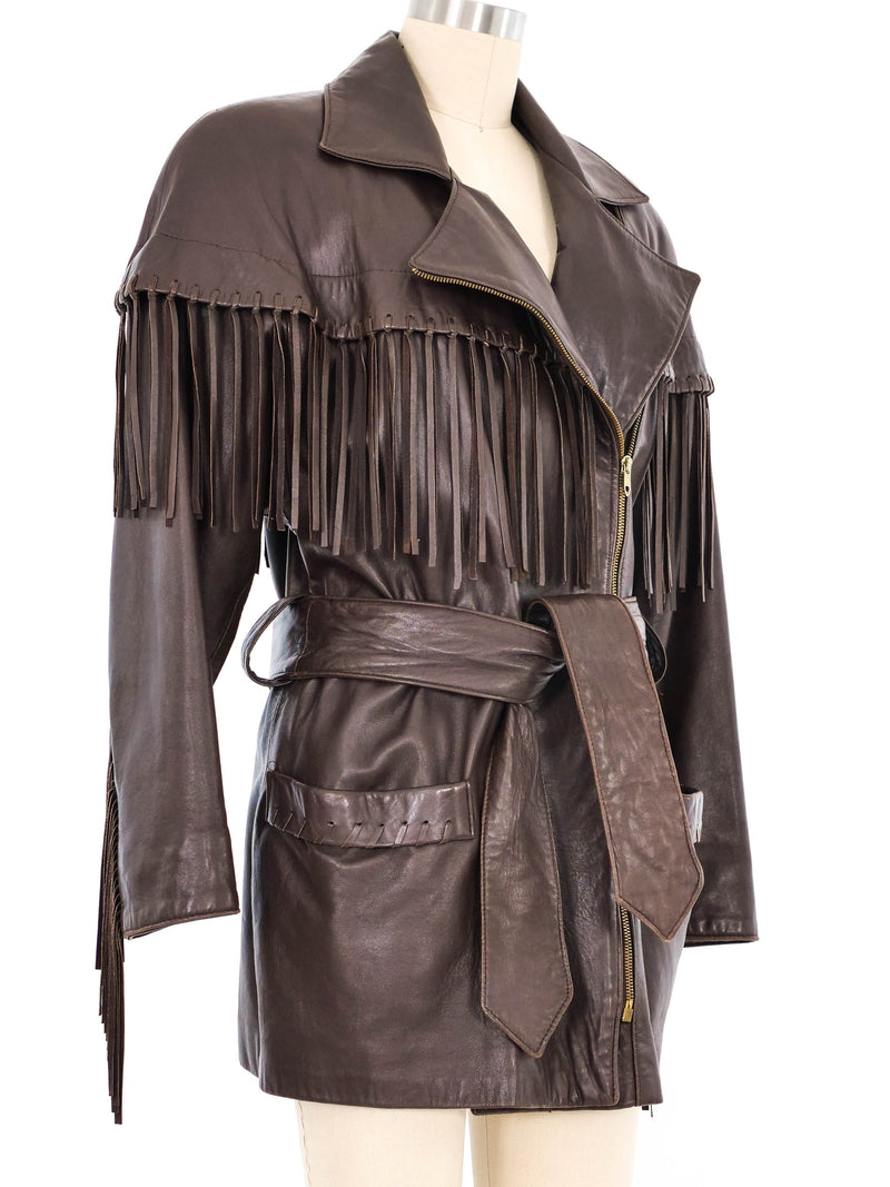 1980s Fringed Brown Leather Jacket Jacket arcadeshops.com