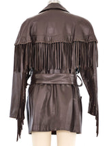 1980s Fringed Brown Leather Jacket Jacket arcadeshops.com