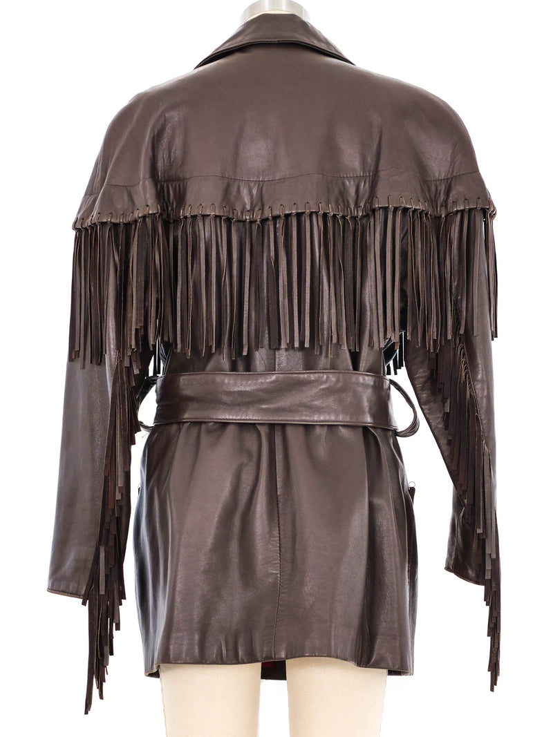 1980s Fringed Brown Leather Jacket Jacket arcadeshops.com