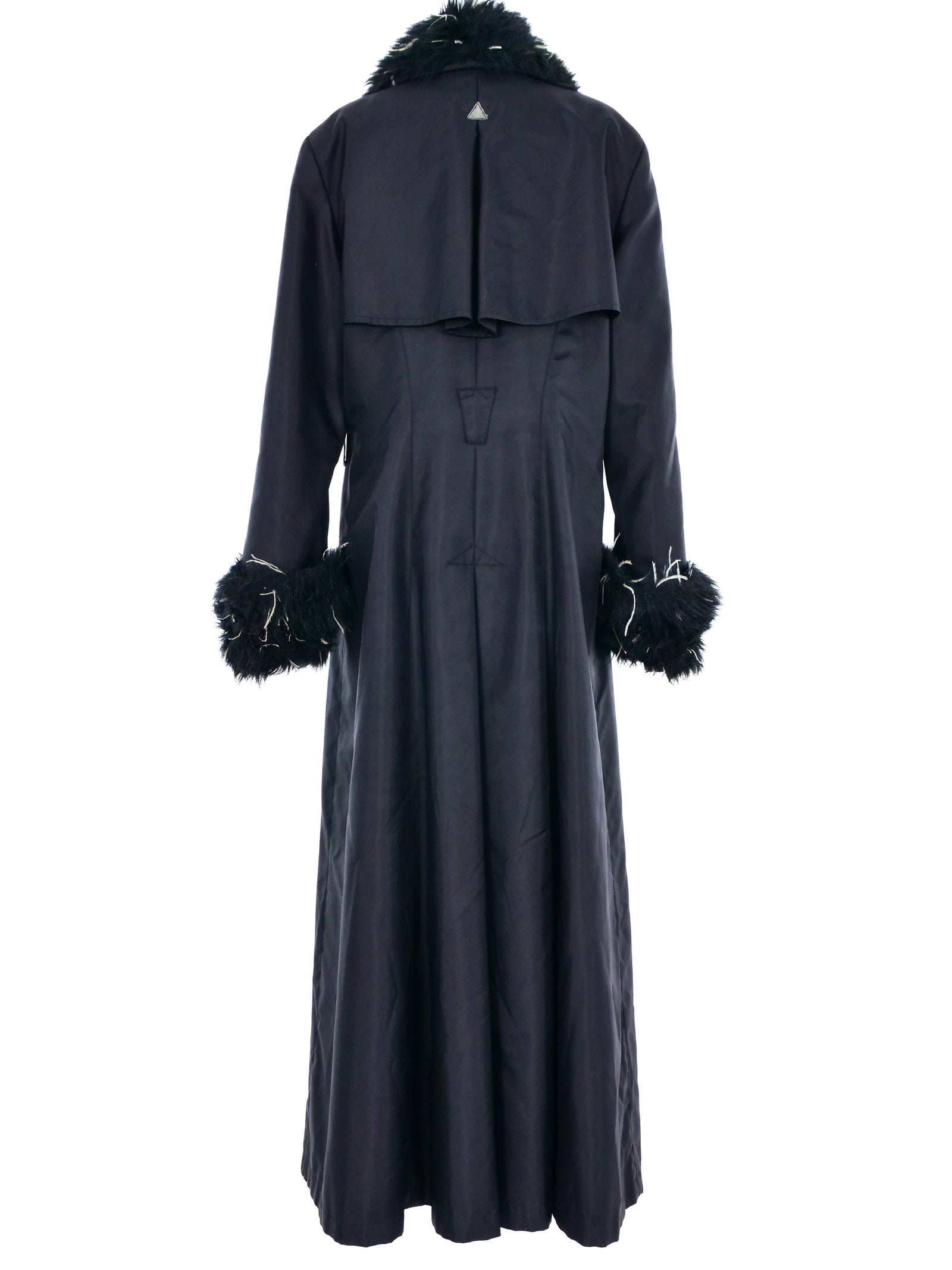 Thierry Mugler レトロ モード古着 ベルベット ロングワンピース 1990s Thierry Mugler Faux Fur Trimmed Nylon Trench Coat