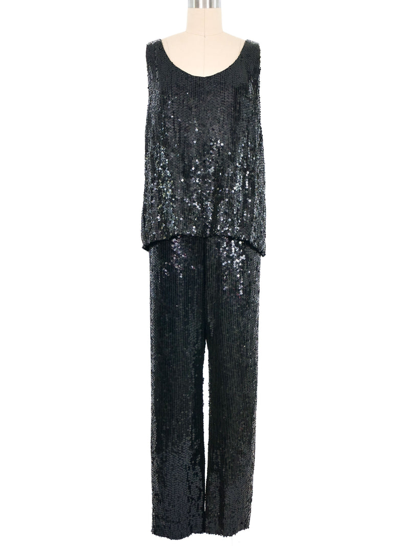 Black Sequin Tank And Pants Ensemble Suit arcadeshops.com