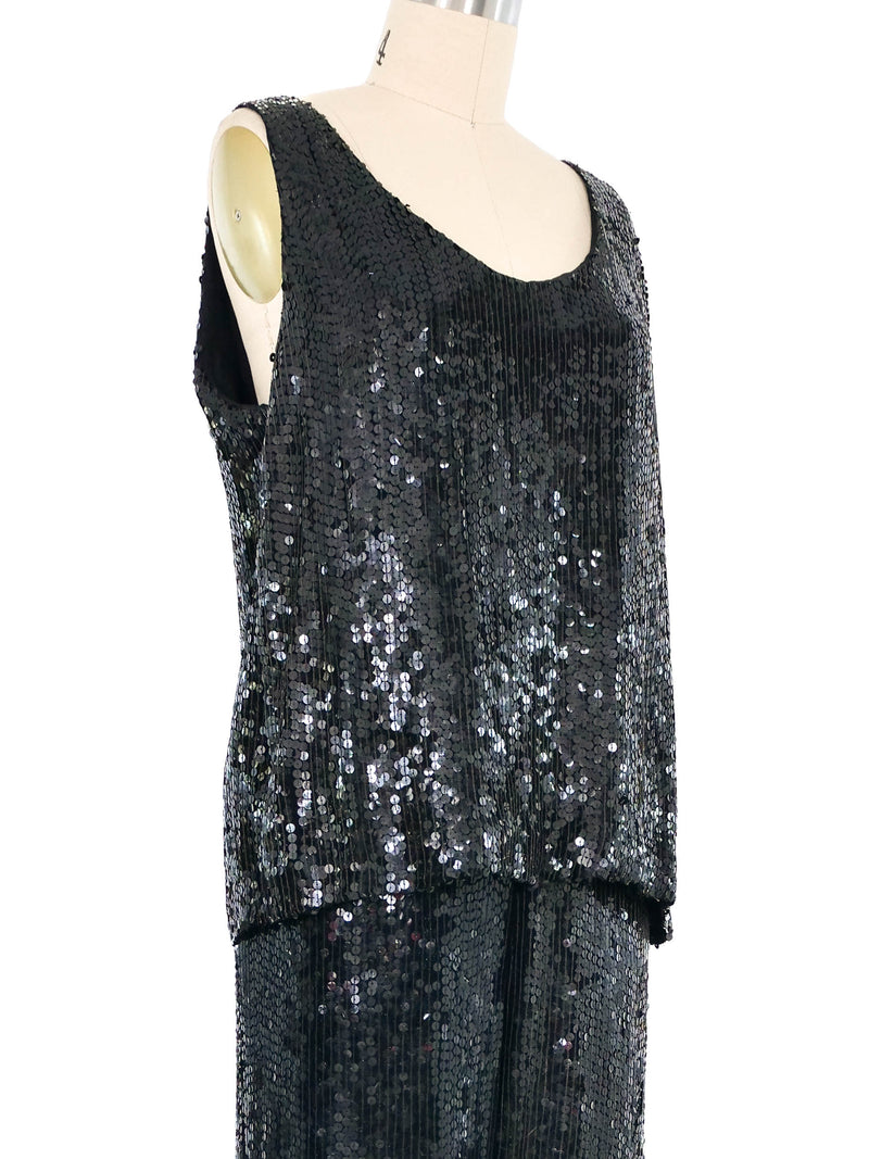 Black Sequin Tank And Pants Ensemble Suit arcadeshops.com