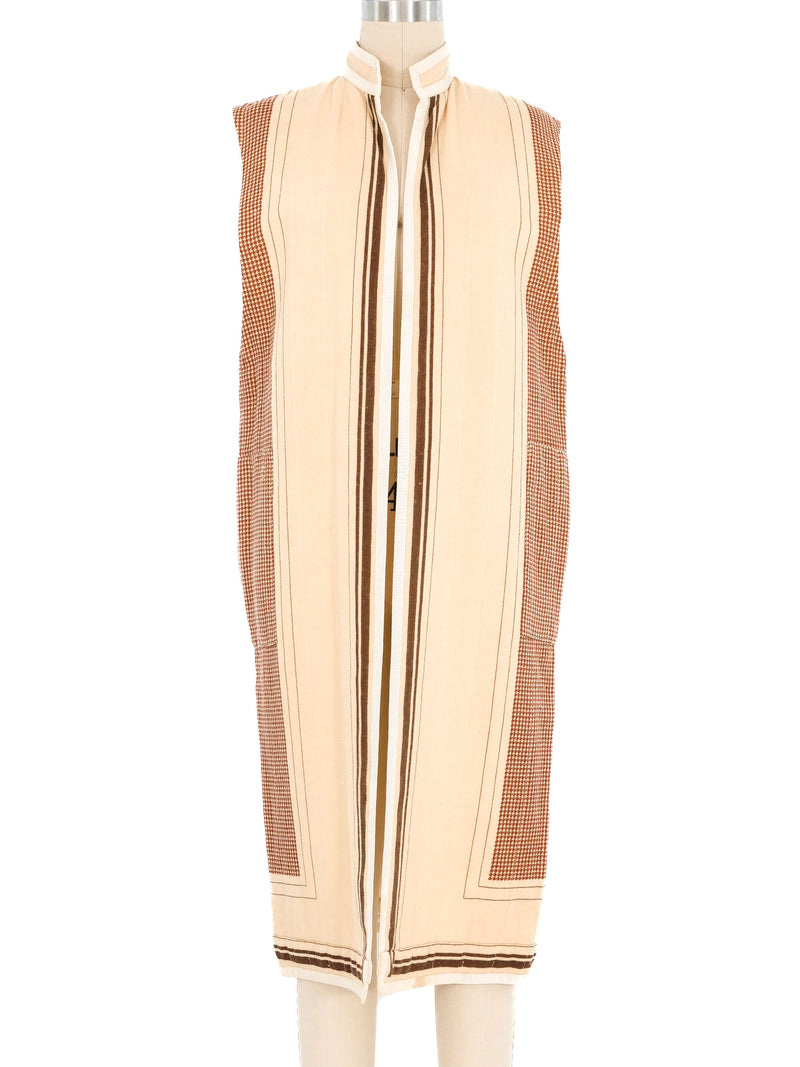 1980s Houndstooth Quilted Longline Vest Jacket arcadeshops.com