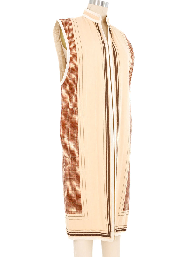 1980s Houndstooth Quilted Longline Vest Jacket arcadeshops.com