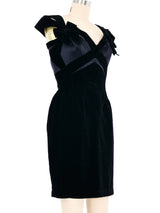 1992 Thierry Mugler Couture Bow Shoulder Velvet Cocktail Dress Dress arcadeshops.com