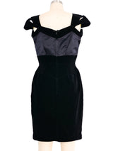 1992 Thierry Mugler Couture Bow Shoulder Velvet Cocktail Dress Dress arcadeshops.com