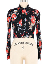 1970s Cropped Floral Blouse Top arcadeshops.com