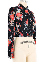 1970s Cropped Floral Blouse Top arcadeshops.com