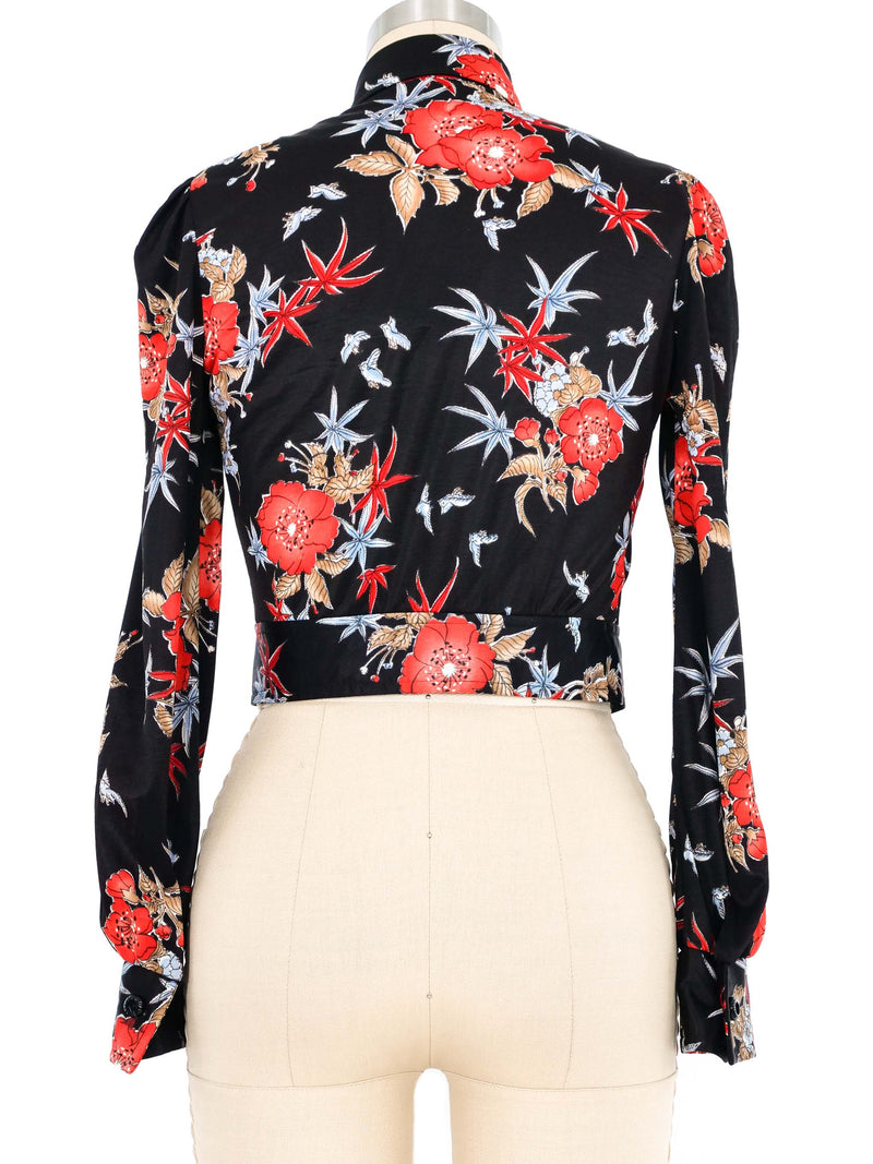 1970s Cropped Floral Blouse Top arcadeshops.com