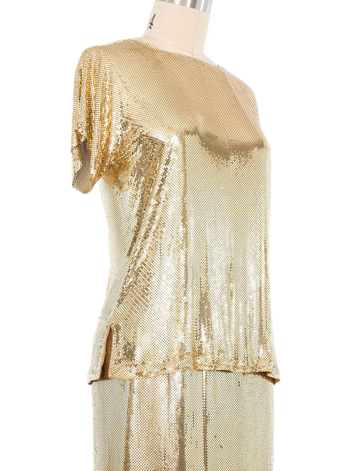 1970s Whiting And Davis Gold Metal Mesh Ensemble