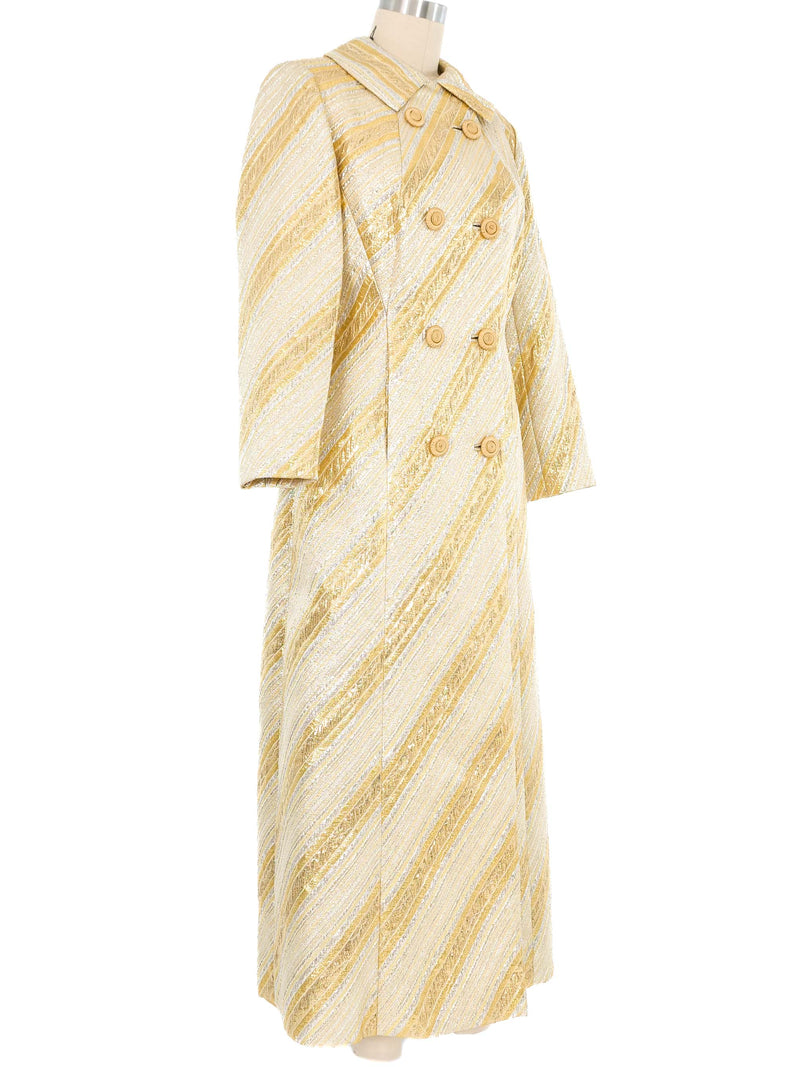 Silver and Gold Striped Metallic Maxi Coat Jacket arcadeshops.com