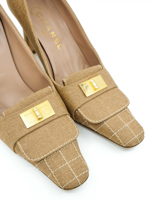 Chanel Tweed Checked Toe Loafer Heels, 37.5 Accessory arcadeshops.com