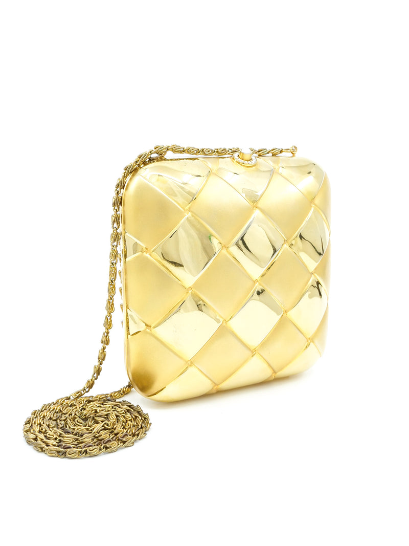 Gold Metal Crosshatch Clutch Accessory arcadeshops.com