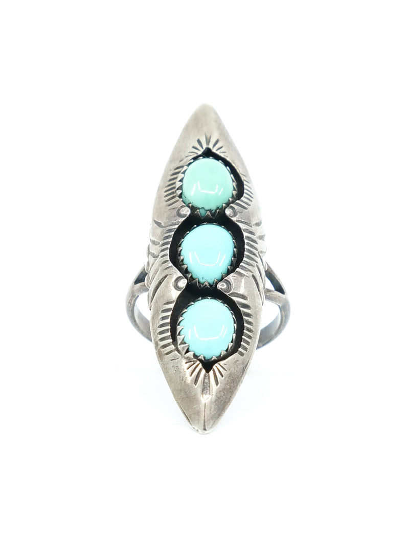 Three Stone Turquoise Sterling Silver Ring Accessory arcadeshops.com