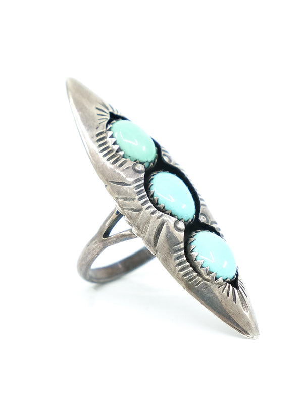Three Stone Turquoise Sterling Silver Ring Accessory arcadeshops.com