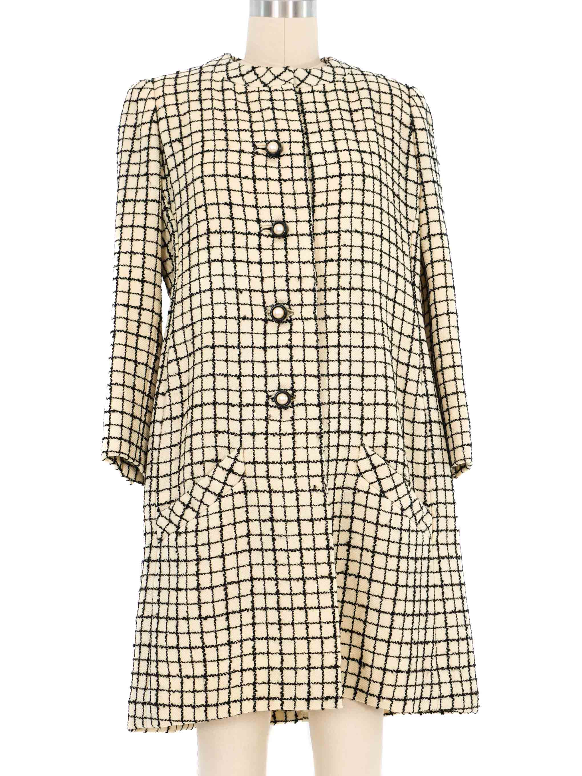 Galanos Cream Check Coat