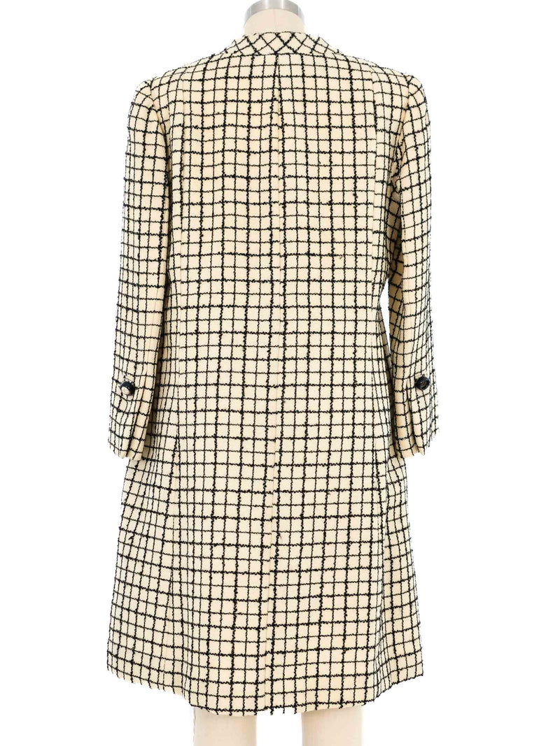 Galanos Cream Check Coat Outerwear arcadeshops.com