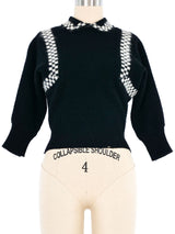 1950s Checkerboard Trim Sweater Top arcadeshops.com