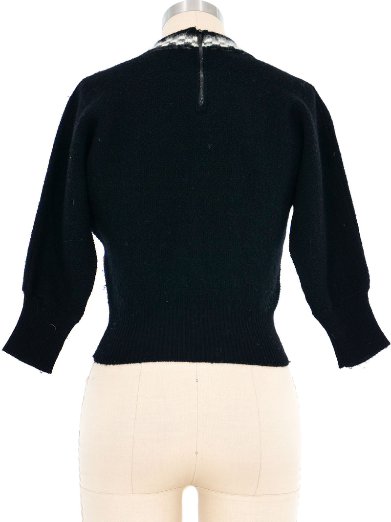 1950s Checkerboard Trim Sweater Top arcadeshops.com