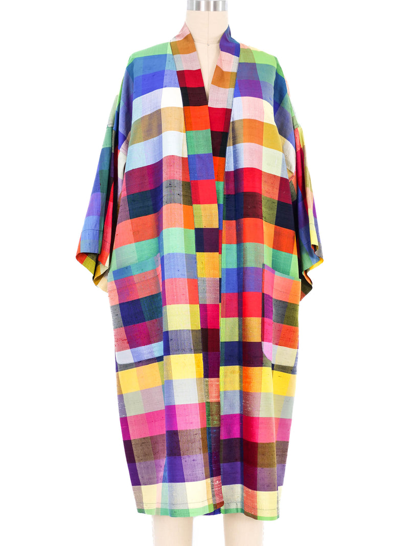 Dunhill Rainbow Plaid Thai Silk Robe Jacket arcadeshops.com