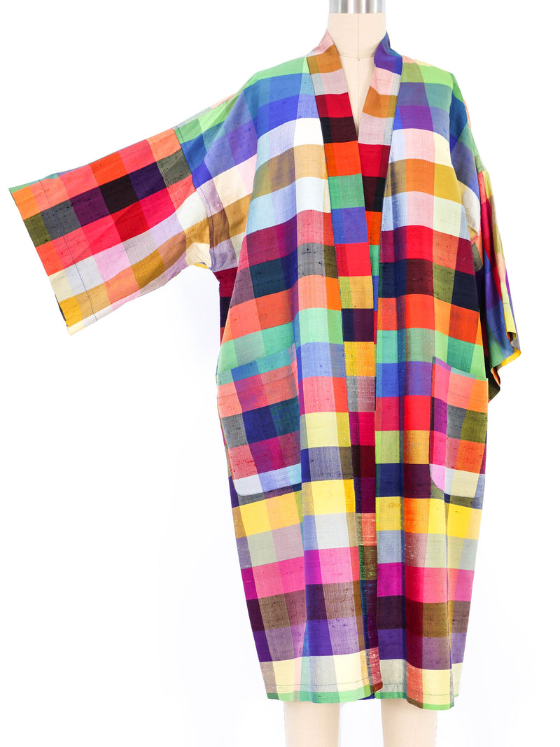 Dunhill Rainbow Plaid Thai Silk Robe Jacket arcadeshops.com