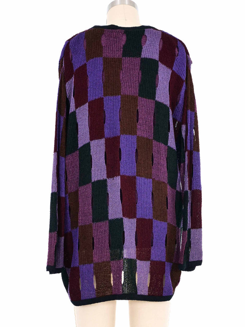 1980s Purple Cutout Check Sweater Top arcadeshops.com