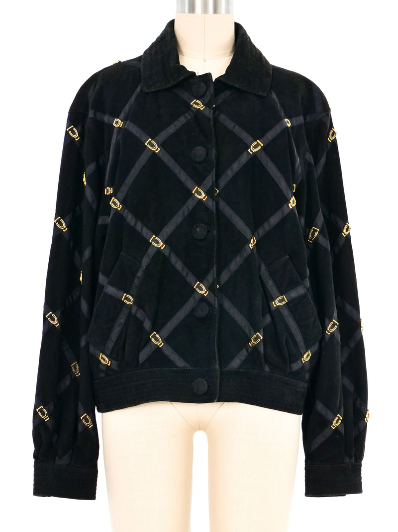 Bruno Magli Suede Buckle Bomber Jacket arcadeshops.com